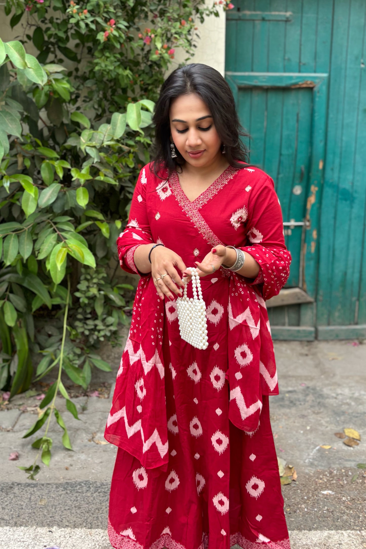 Shringar Red Aangrakh Anarkali Suit Set