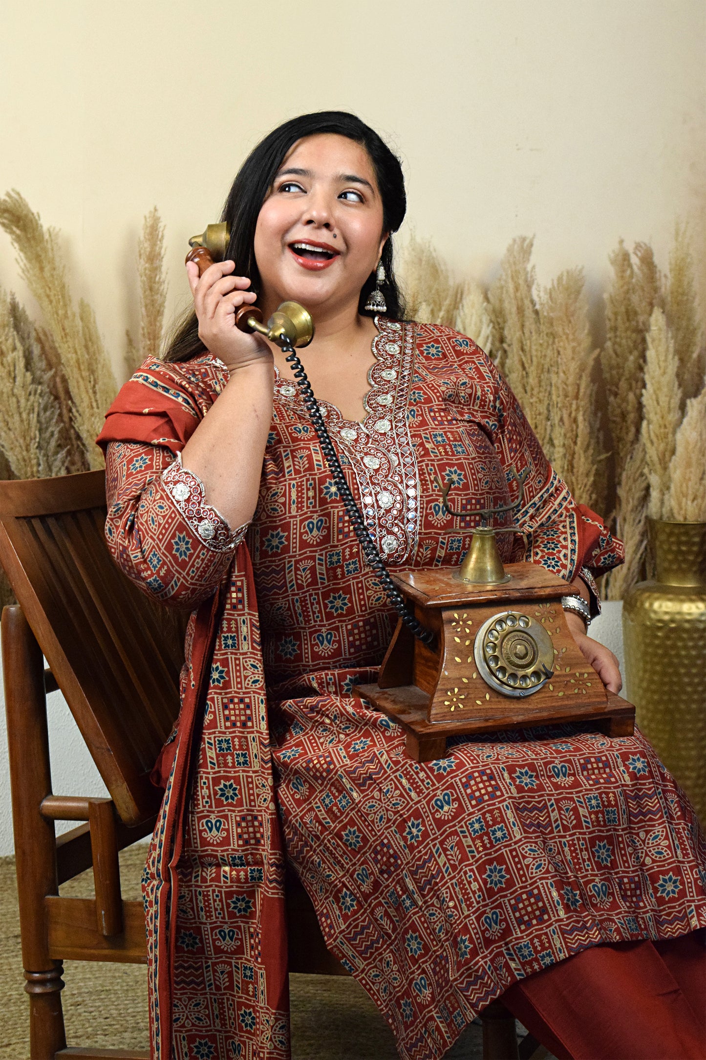 Shringar Red Bandhani Hanwork Suit Set