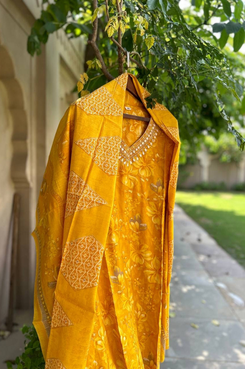 Bahara Yellow A-Line Suit Set