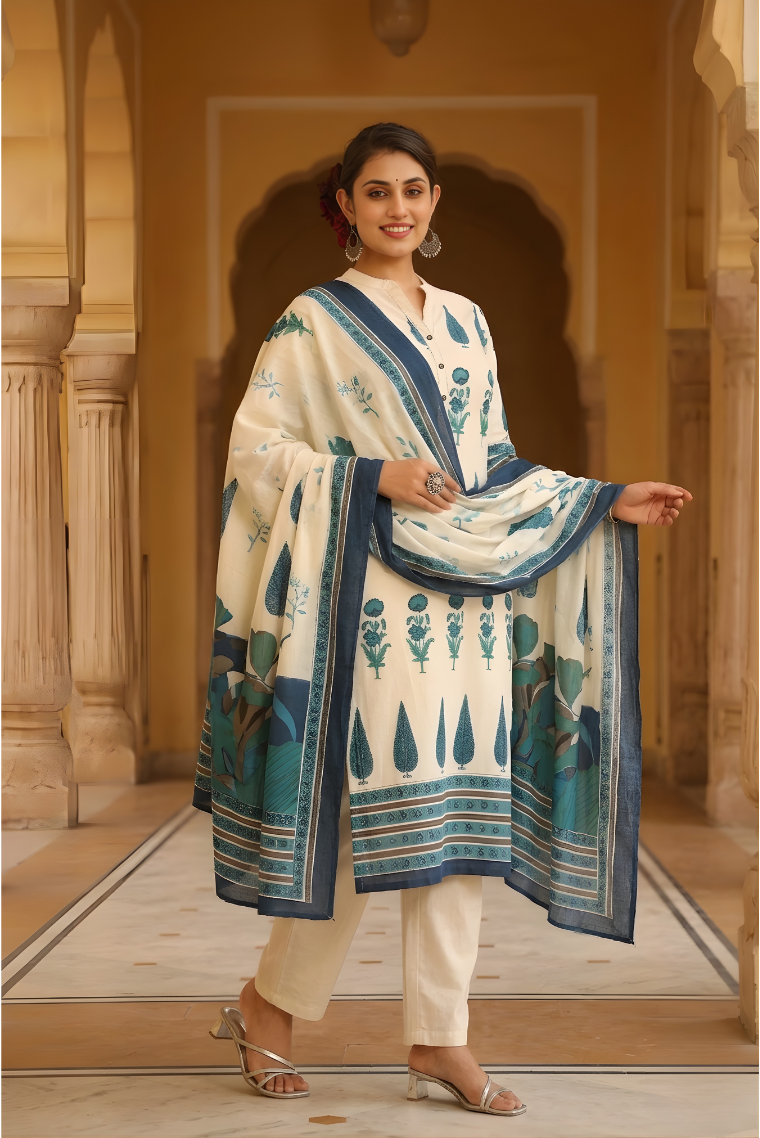 Gul Handblock Print Suit Set