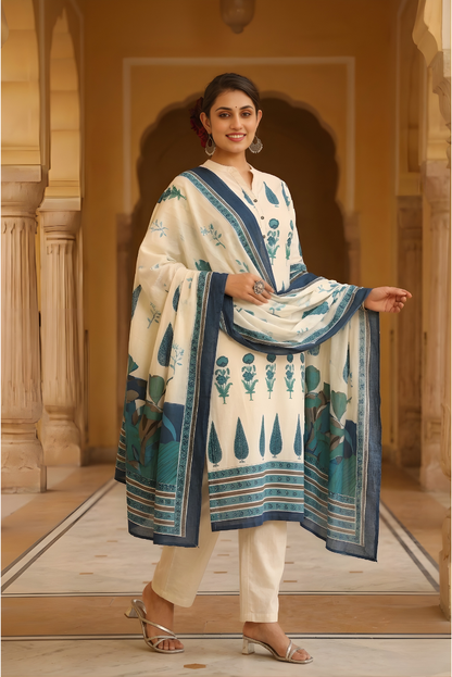 Gul Handblock Print Suit Set