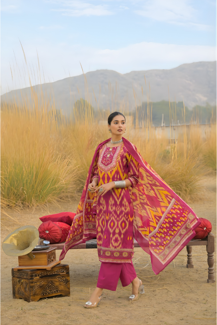Shringar Ikat Print Suit Set