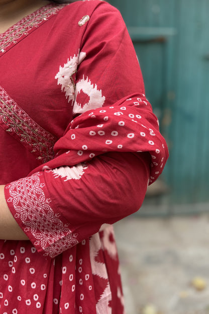 Shringar Red Aangrakh Anarkali Suit Set