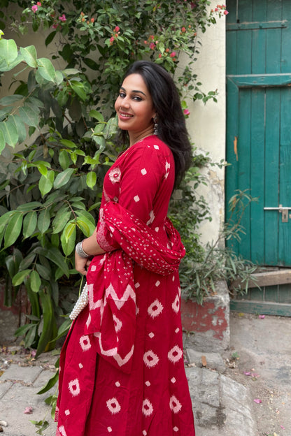 Shringar Red Aangrakh Anarkali Suit Set