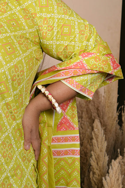 Gul Round Neck Yellow Floral Suit