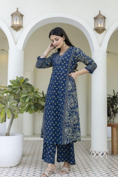 Shringar Neel Kamal Block Print Cotton Suit Set