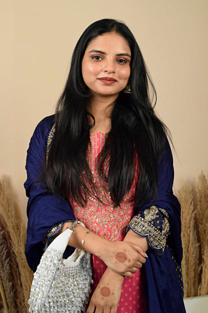 Shrinagar Blue Bandhani Hanwork Suit Set