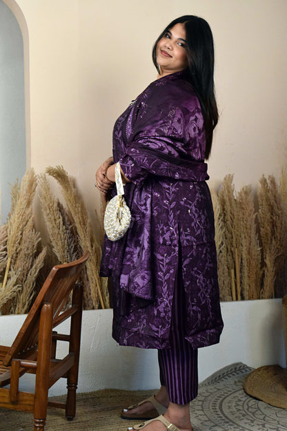 Inayat Purple Round Neck Suit Set