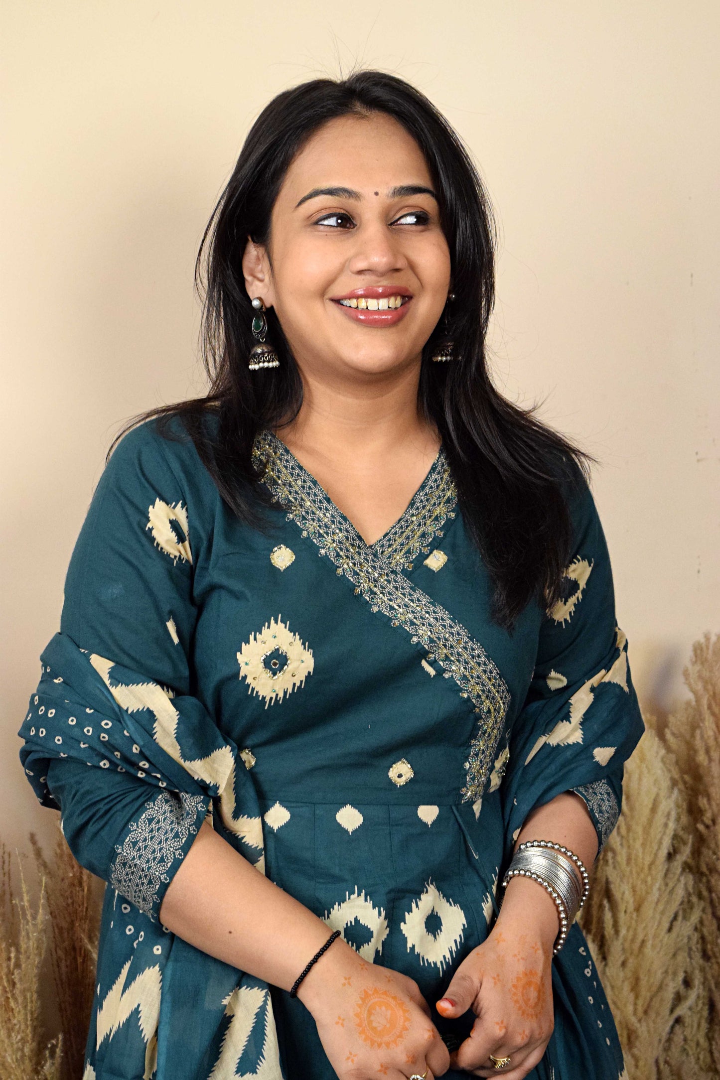 Shringar Dark Green Aangrakh Anarkali Suit Set