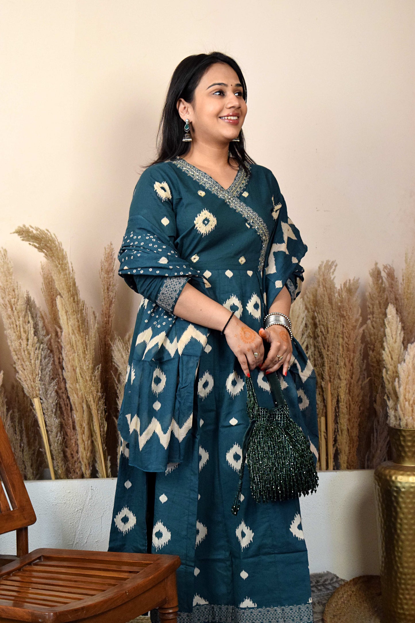 Shringar Dark Green Aangrakh Anarkali Suit Set