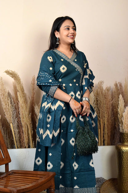 Shringar Dark Green Aangrakh Anarkali Suit Set