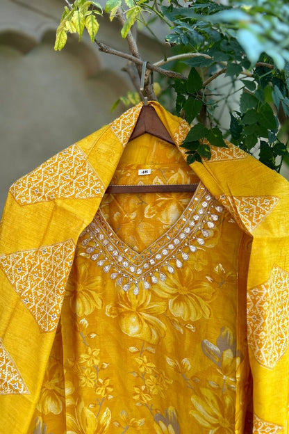Bahara Yellow A-Line Suit Set