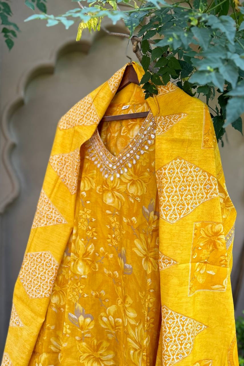 Bahara Yellow A-Line Suit Set