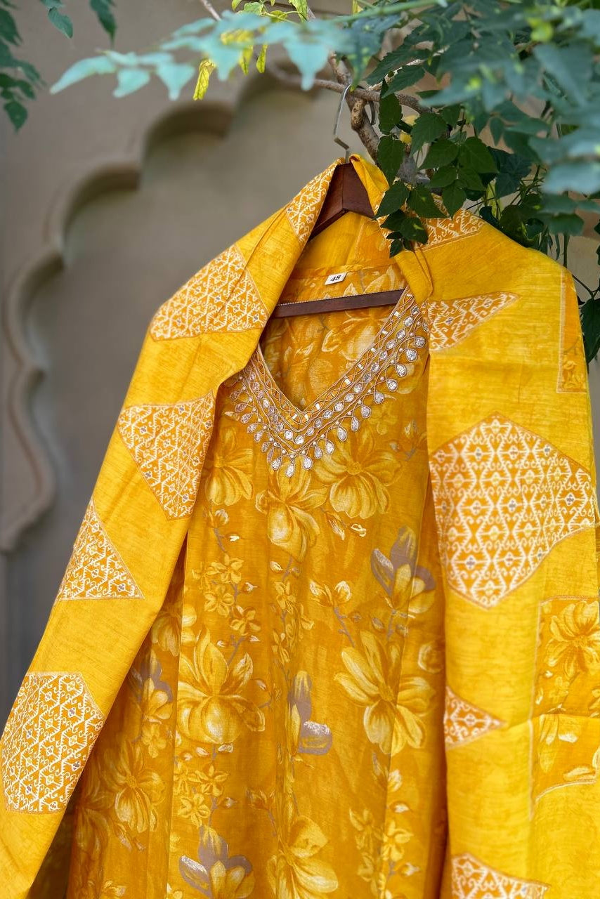Bahara Yellow A-Line Suit Set