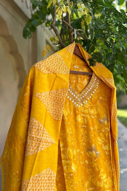 Bahara Yellow A-Line Suit Set