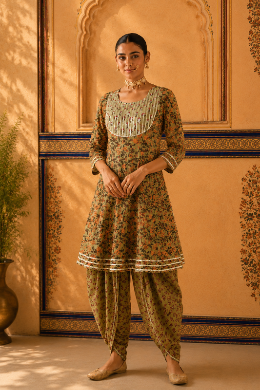 Floral Dhoti Co-ord Set