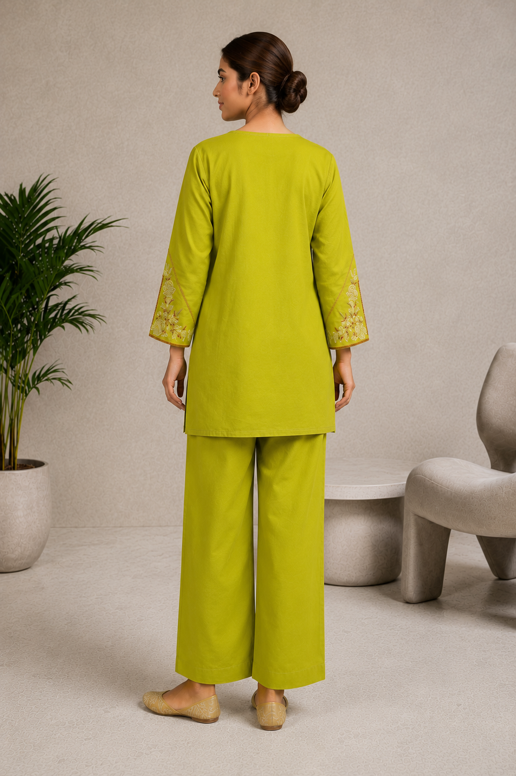 Noor Lime Embroidered Co-Ord Set
