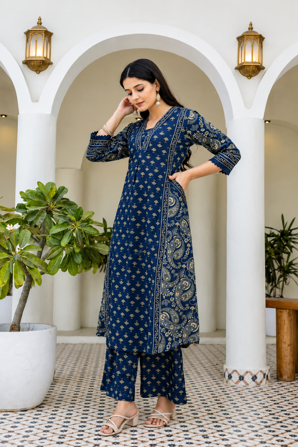 Shringar Neel Kamal Block Print Cotton Suit Set