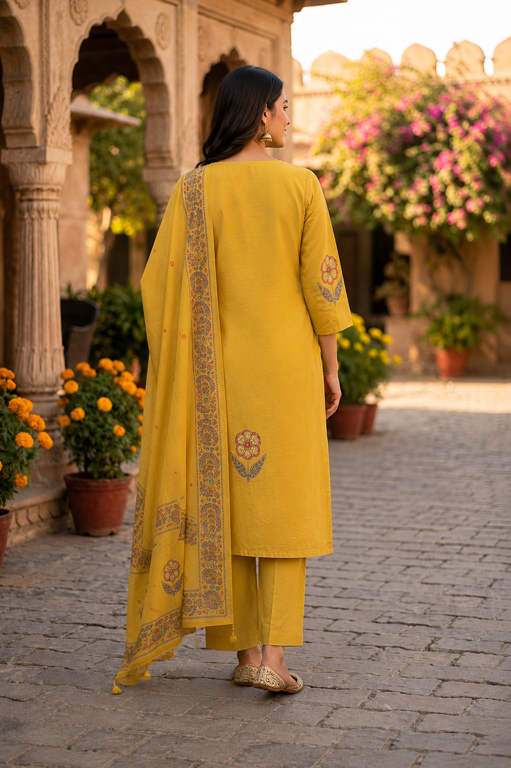 Gul Sunehra Yellow Printed Suit Set