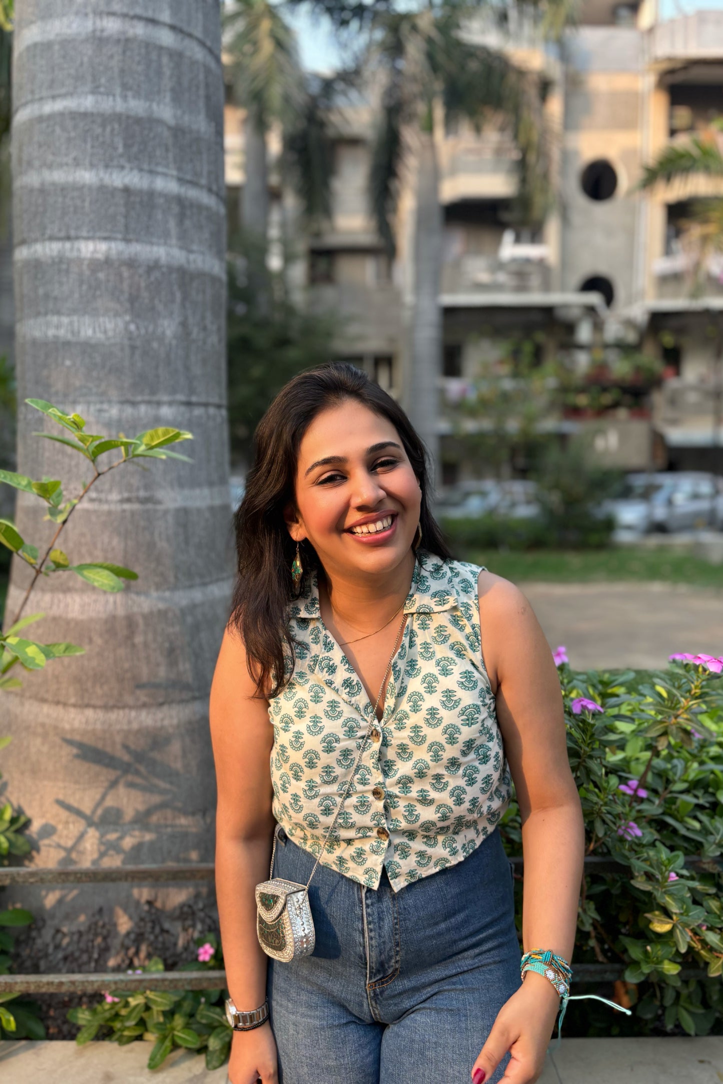 Vest Top (Green Flower Pattern)