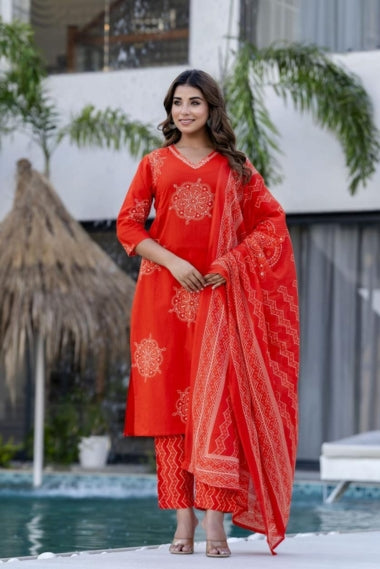 Shringar Rang Bandhani Print Cotton Suit Set