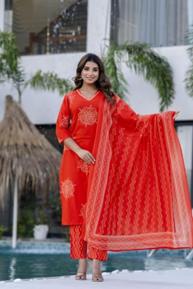 Shringar Rang Bandhani Print Cotton Suit Set