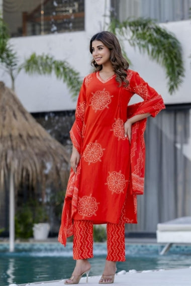 Shringar Rang Bandhani Print Cotton Suit Set