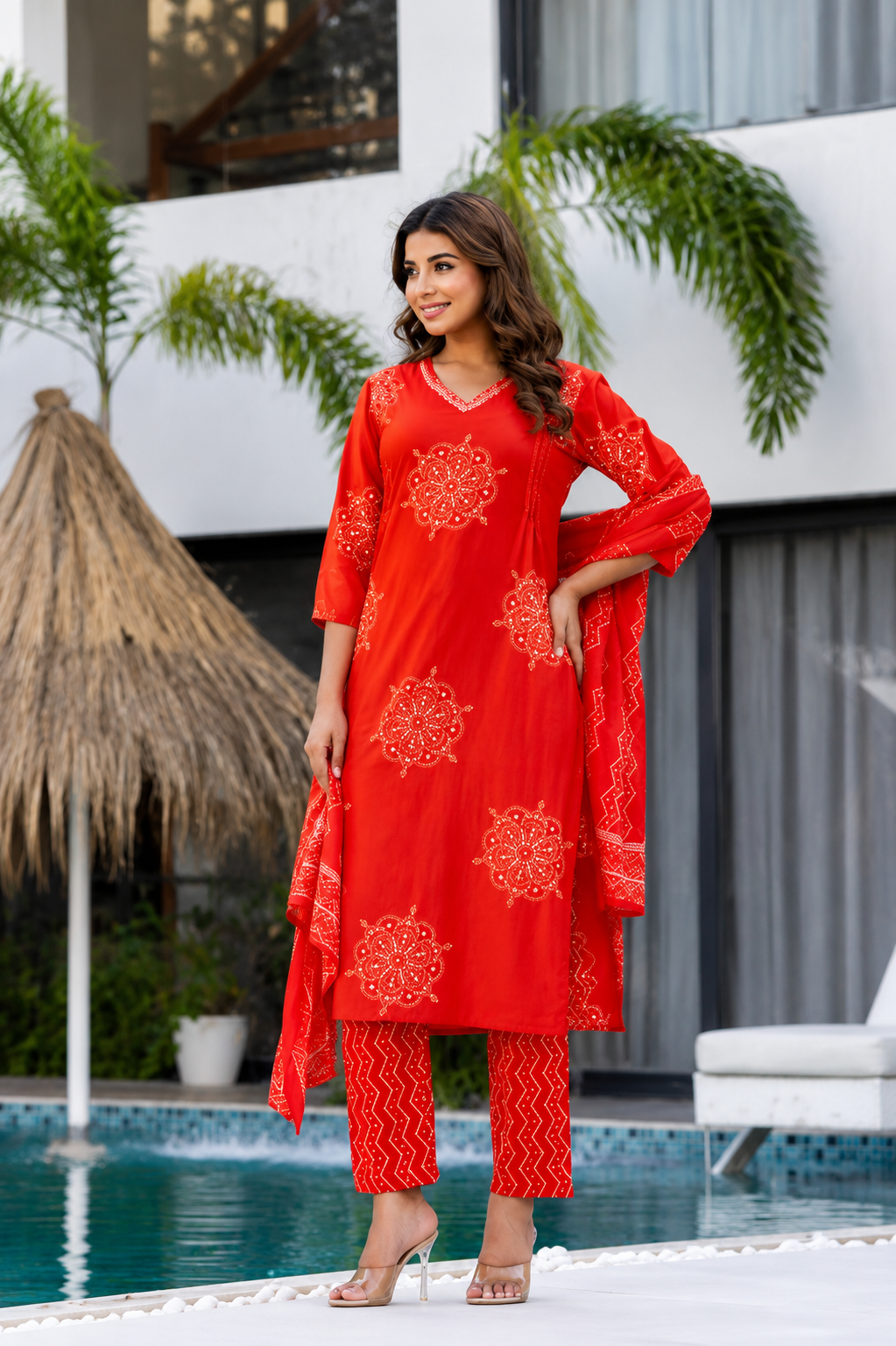 Shringar Rang Bandhani Print Cotton Suit Set