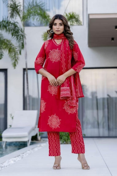 Shringar Rang Bandhani Print Cotton Suit Set