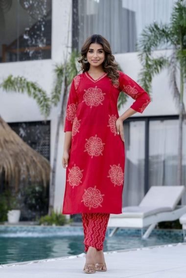 Shringar Rang Bandhani Print Cotton Suit Set