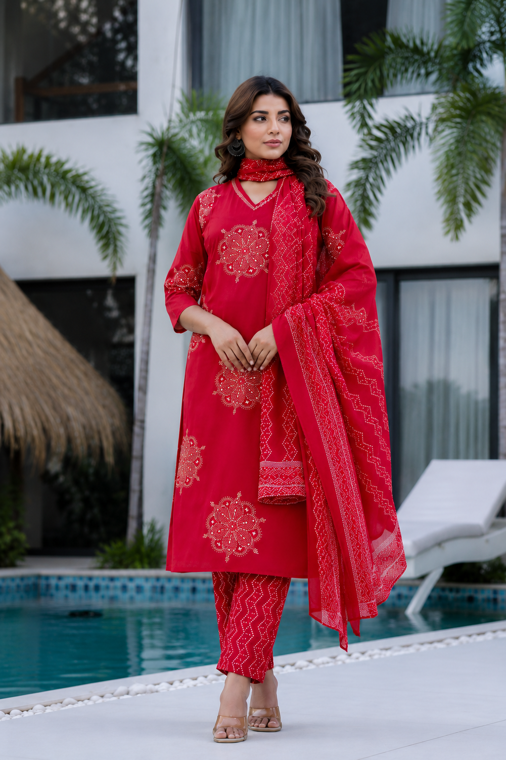 Shringar Rang Bandhani Print Cotton Suit Set