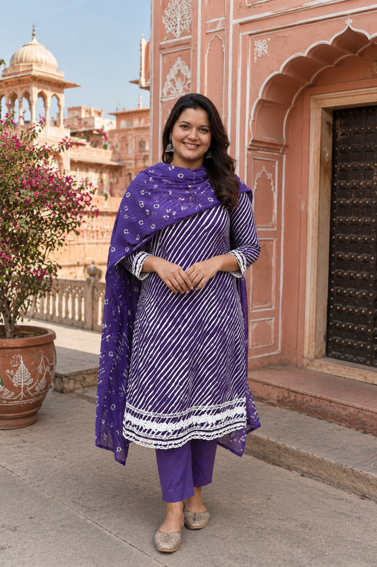 Leher Purple Suit Set